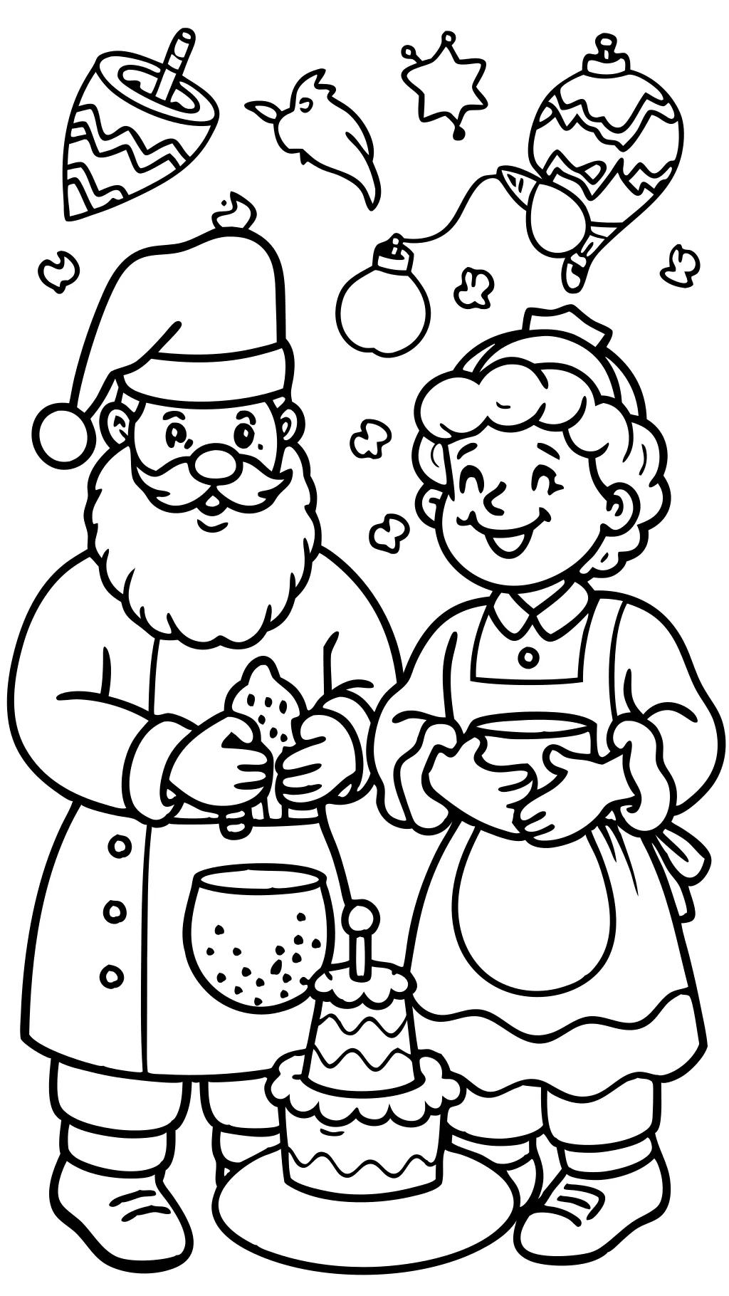 coloriages de Santa et Mme Claus